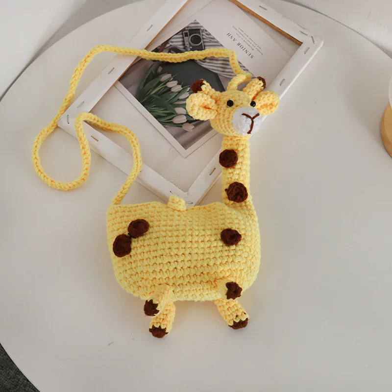 Handmade Woven Bag Children Wool Bag Cartoon Cute Giraffe Girl Crossbody Bag for Women Mother Kids Bags for Girl Bolsas حقائب