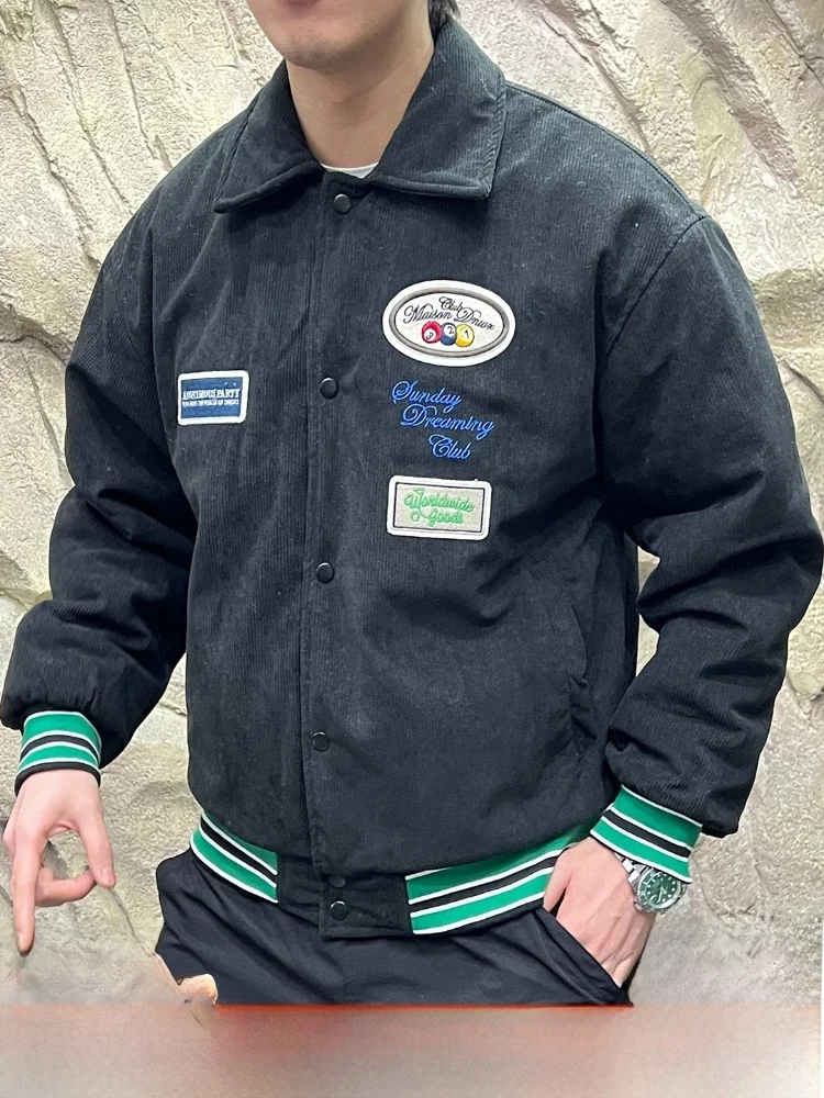 

Warm Cotton Jaet Quilted Corduroy Collar Men's Women's Winter Outerwear Stand Fit Youth Faion Long Sve