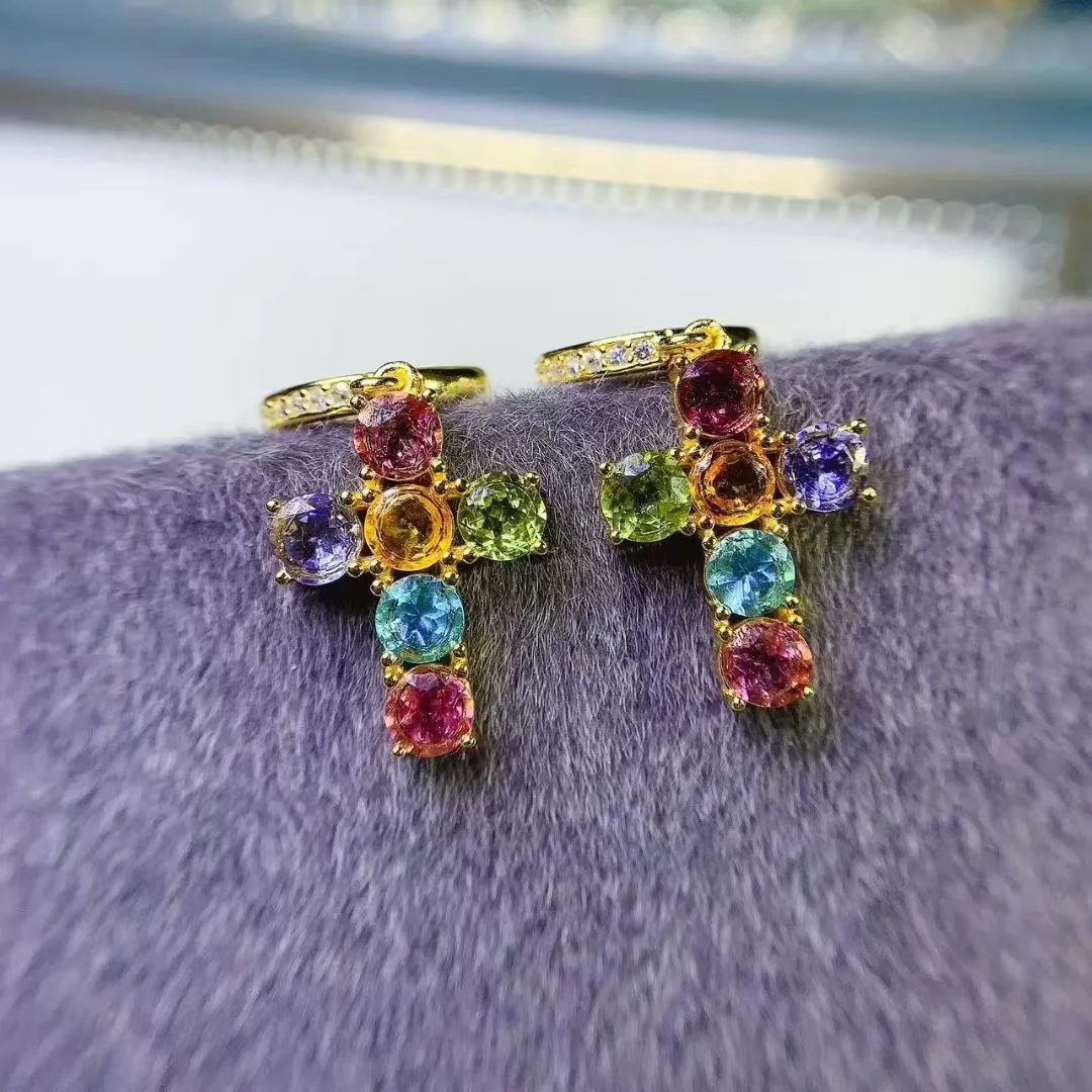 

KJJEAXCMY High End Women's Earrings Natural Sapphire S925 Silver with Electroplating Boasting High Clarity Full Brilliance