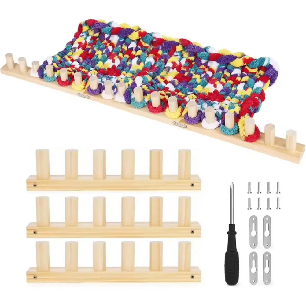 Beginner Knitting Set Yarn Blanket Loom Kit Adjustable Wooden Knitting Loom for Diy Throw Blankets Beginner-friendly Knit Loom