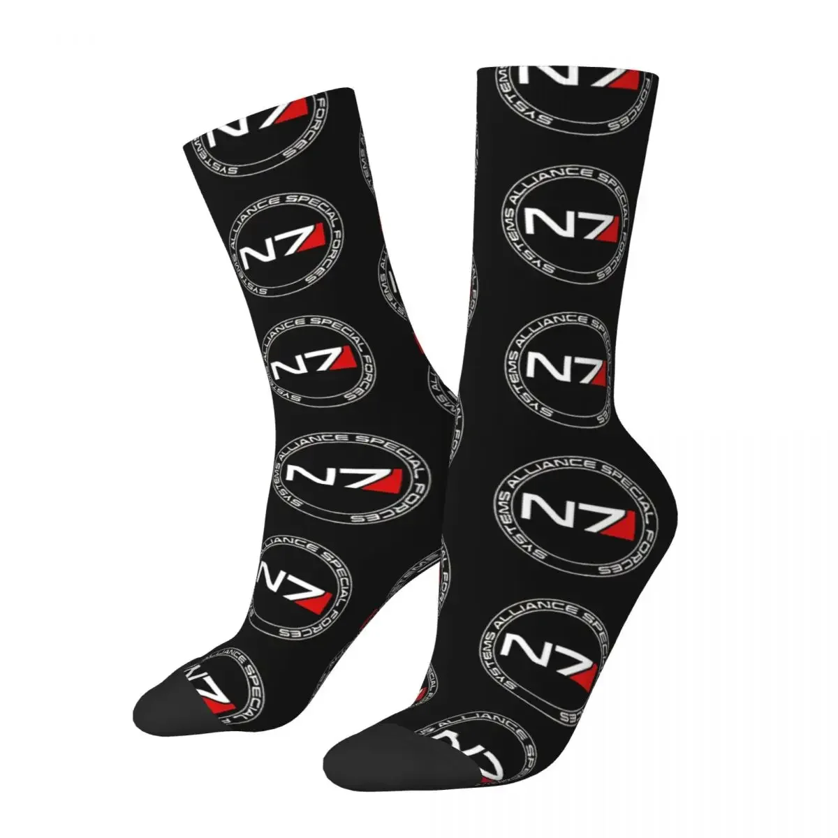 

Hip Hop Retro N7 Circle Crazy Men's Socks Mass Effect Game Unisex Harajuku Printed Novelty Happy Breathable Crew Sock Gifts