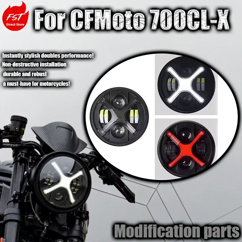 

For cFMoto 700CL-X modified with LED projector headlights, Chu Liuxiang non-destructive X-shaped retro headlight assembly