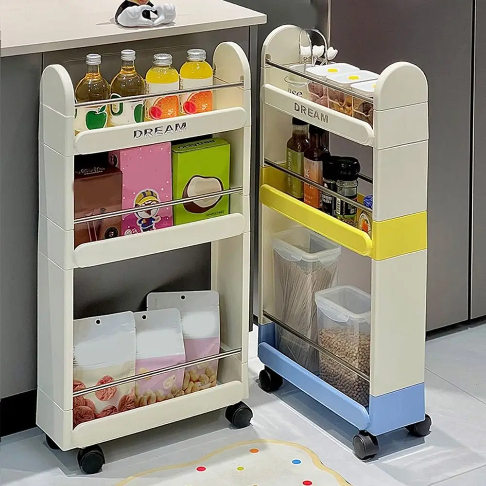 

Plastic Rolling Utility Cart Large Capacity Multi-layer Crevice Storage Cabinet with Wheels Space Saving