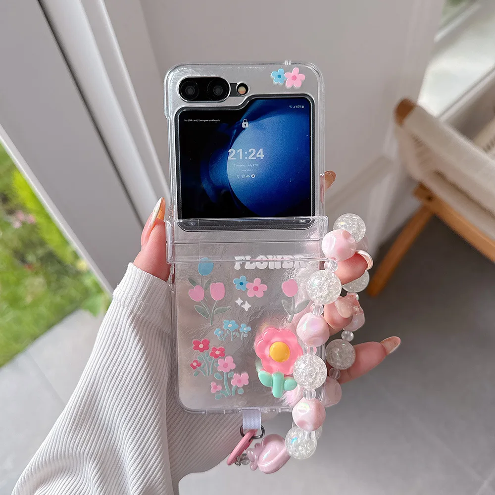 

Flower Chain Phone Case for Samsung Galaxy Z Flip 7 6 5 4 Protective Back Cover for ZFlip5 ZFlip6 ZFlip7 Case Shell