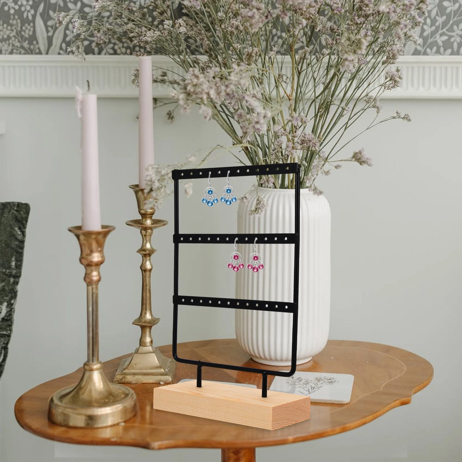 Jewelry Display Stand Earring Three-layers Tray Decor Decorate Rack Earrings Organizer Iron Shop