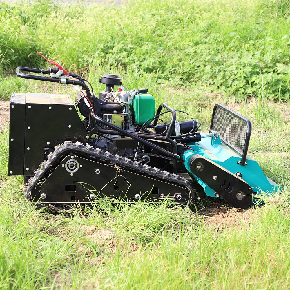 

CE Approved All Terrain Grass Cutting Machine Agriculture Rubber Tracks Remote Control Robot Lawn Mower