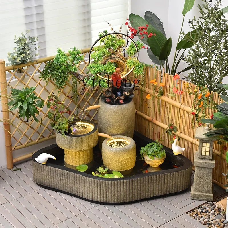 

BJ Chinese courtyard flowing water ornament fish pond water landscape balcony decoration fountain pool