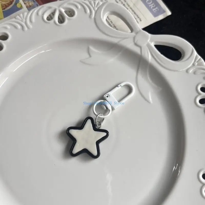 

33WB Pentagrams Keyring Star Pendants Keychian Y2K Jewelry Women Men Gift Key Holder