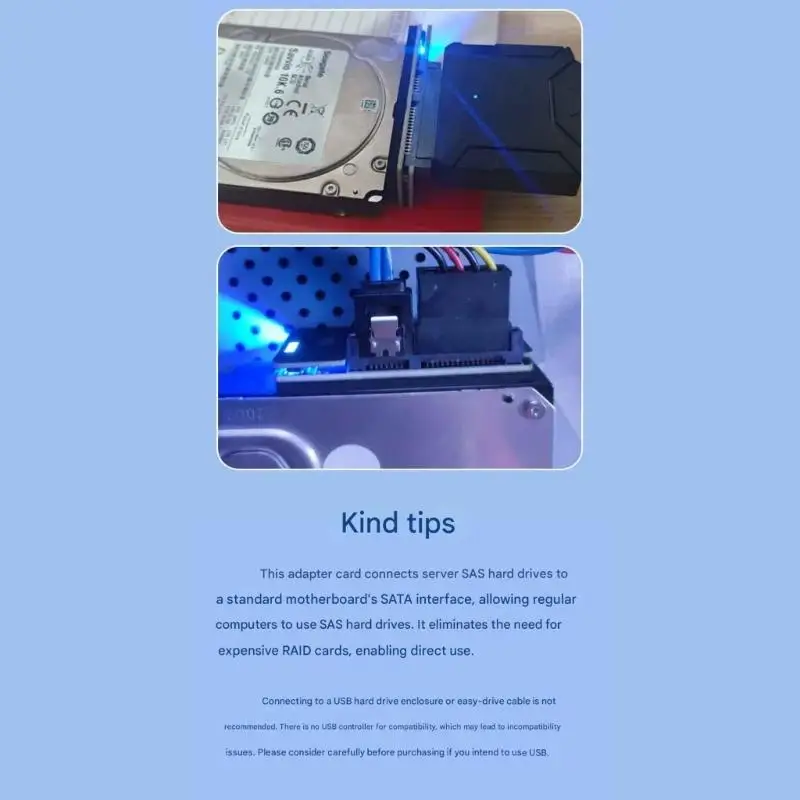 

652F ABS SATAs 22PIN to SASs 29PIN Interfaces Converters Adapters Easy Setups Cable Included Stable Data Transfer for IT