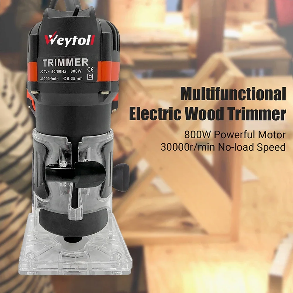 Weytoll 800W 30000r/min Multifunctional Electric Wood Trimmer Wood Router Laminate Trimmer Professional Slotting Trimming