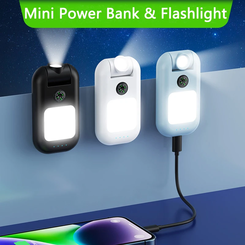 

1500mAh Mini Power Bank Type C Portable Charger With Flashlight Powerbank for iPhone 15 14 Xiaomi Samsung External Battery Pack