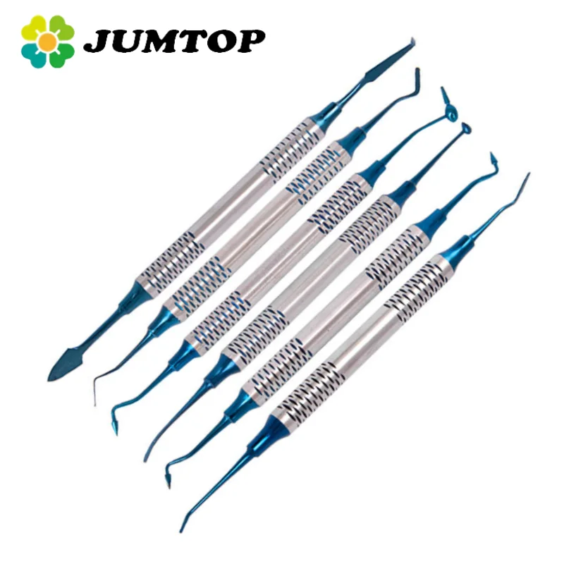 

JUMTOP 6 шт., стоматологический шпатель для наполнения композитной смолой, титановая головка, наполнитель из смолы, толстая ручка, набор для восстановления