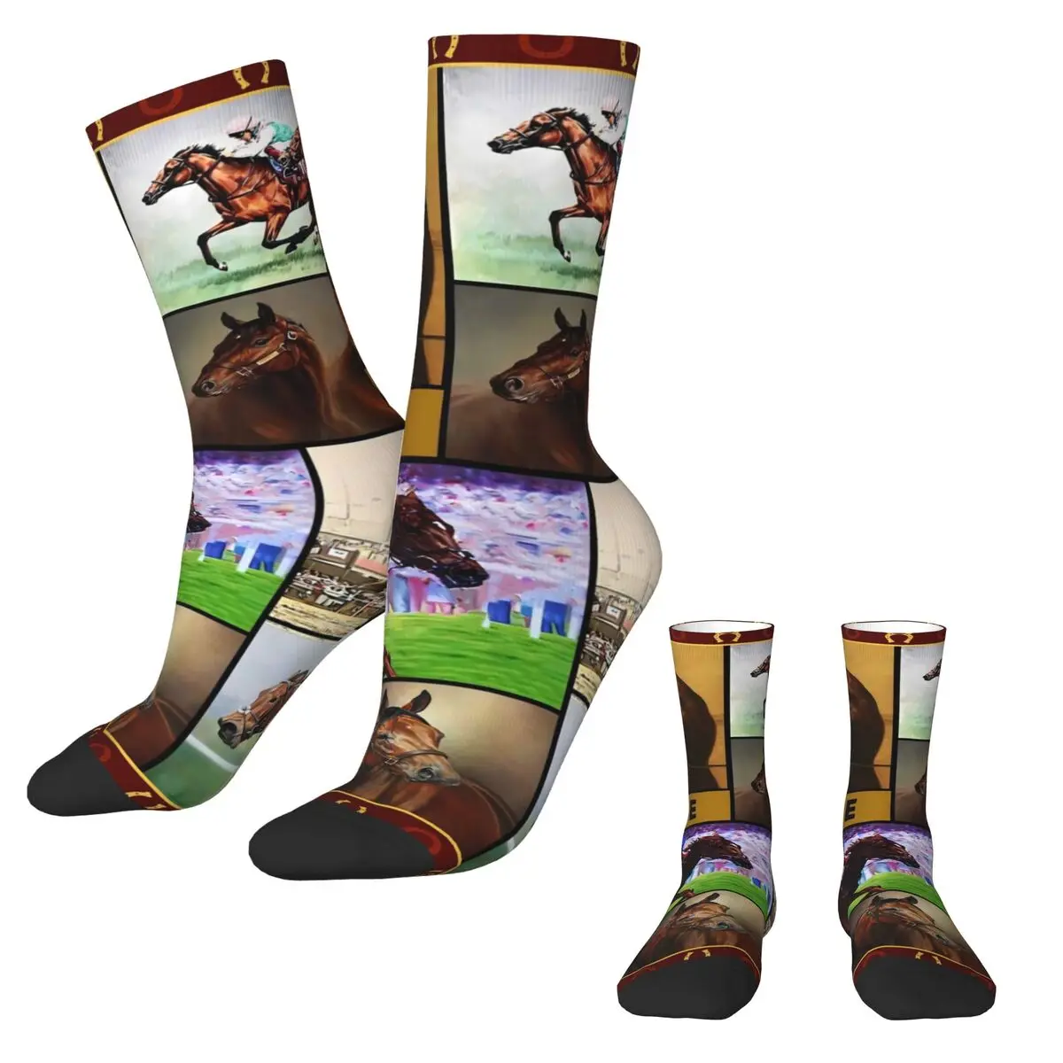 Horse Racing Socks Animal Print Modern Stockings Women Men Comfortable Running Socks Spring Pattern Anti Slip Socks