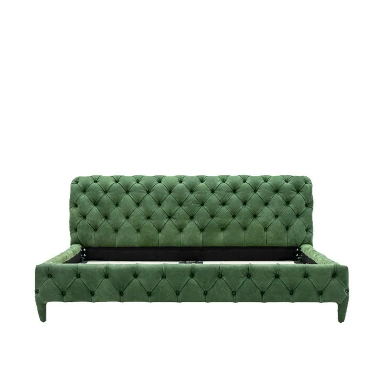 

Italian minimalist, fully frosted leather bed, villa high-end double bed