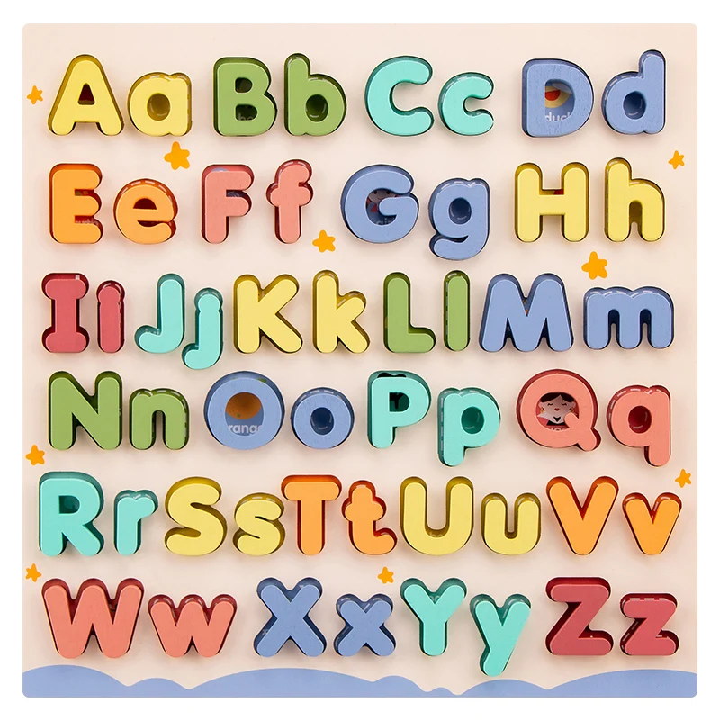 Wooden Cartoon Word Spelling Letter Practice Board Training Learning Early Educational Montessori Toys For Children Kids