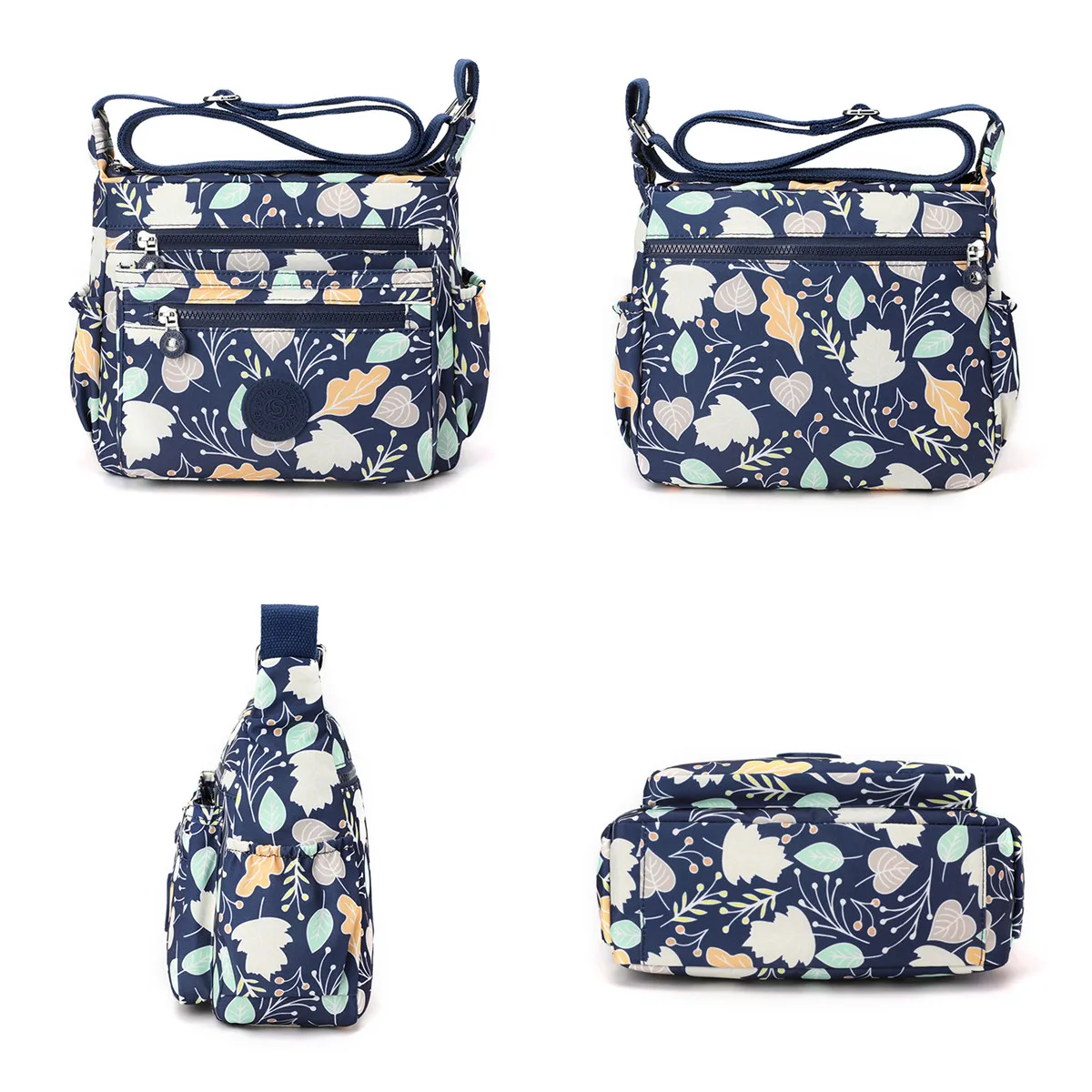 High Quality Waterproof Light Nylon Women Crossbody Bag Multi-pockets Female Shoulder Bag Fashion Casual Floral Handbag