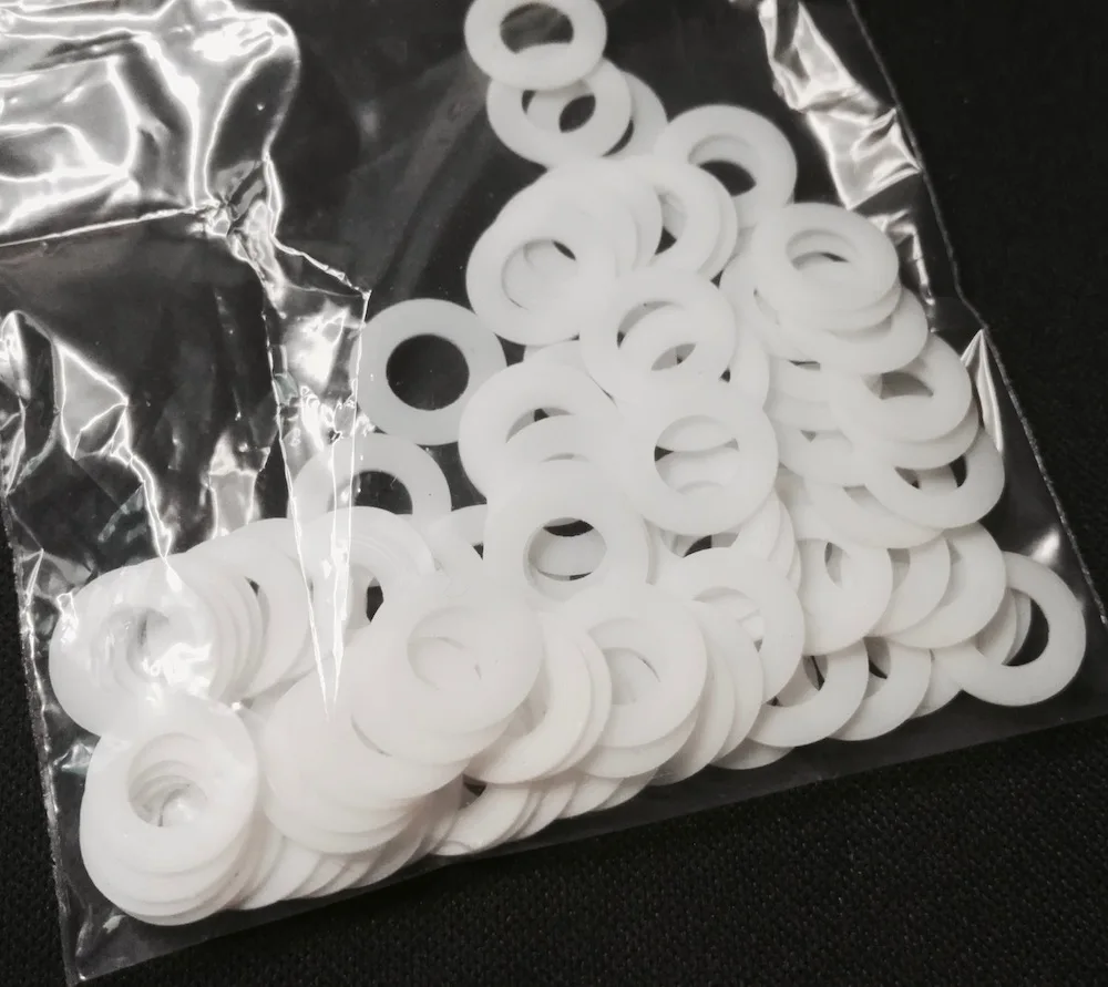Maßgefertigte PTFE-Abstandshalter, 100 Stück, Innendurchmesser 1 mm - 2,5 mm, chemikalienbeständige Distanzstücke, reibungsarme Unterlegscheiben, antihaftbeschichtete Dichtung für Ventile – Detail 13