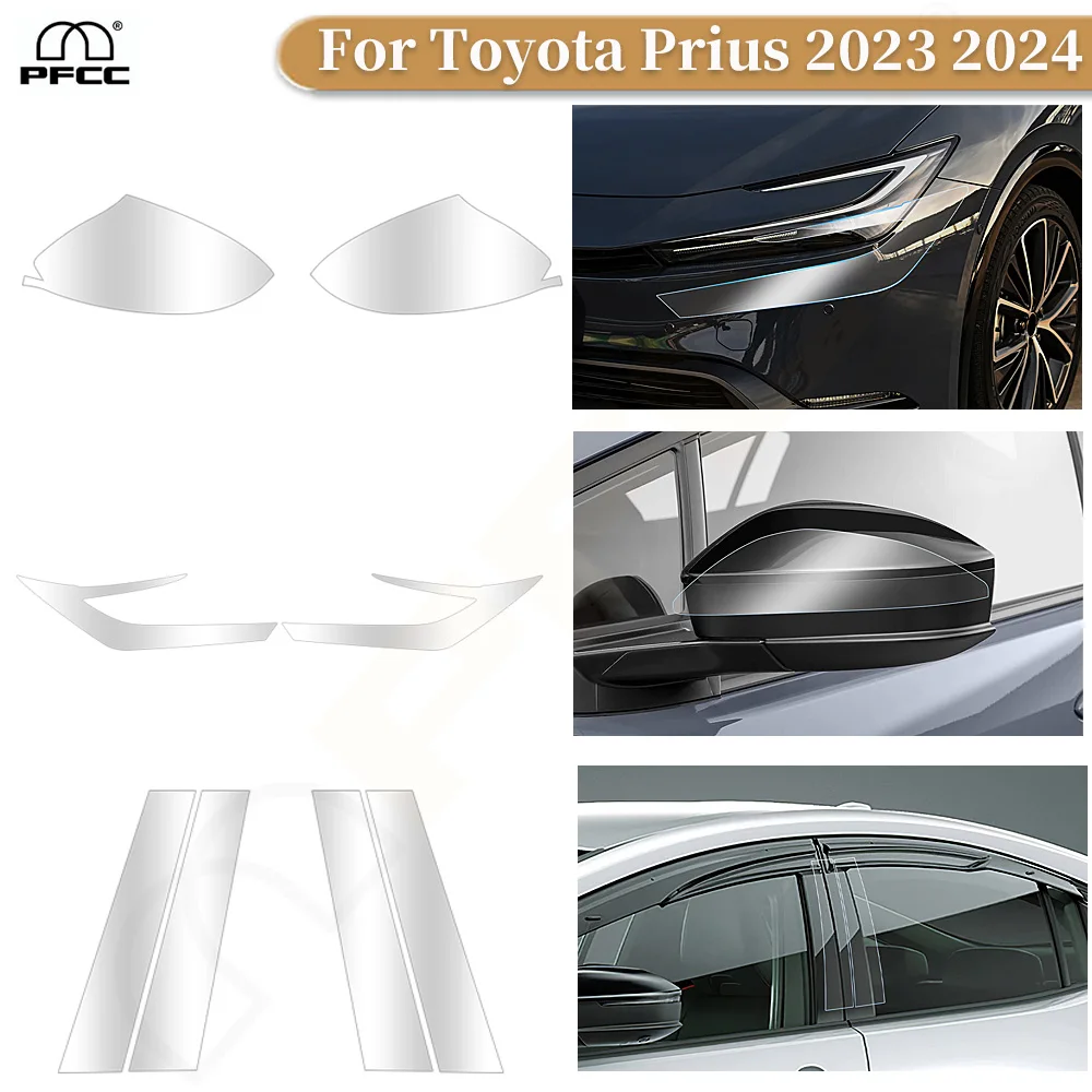 

For Toyota Prius 2023 2024 TPU Paint Protection Film Car B C Pillars Headlight Rearview PPF Transparent Sticker Anti-scratch