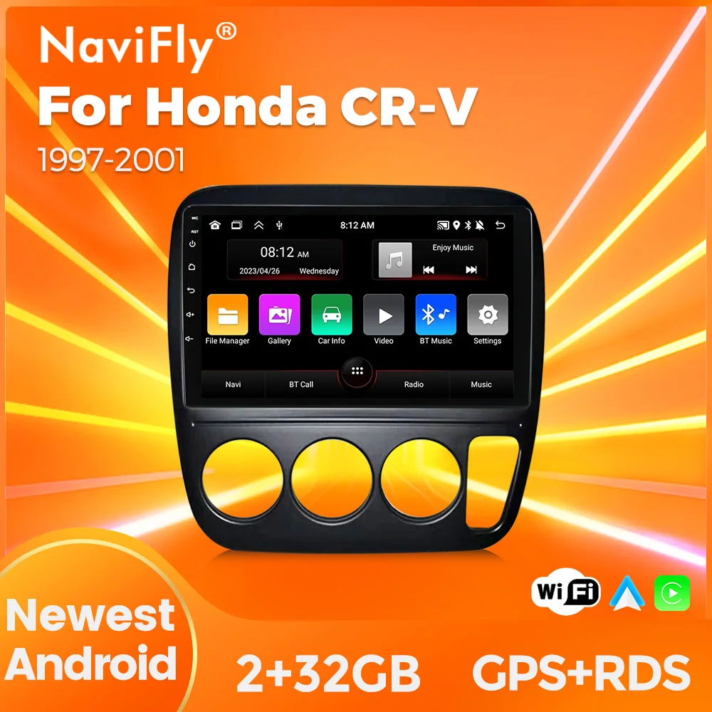 Navifly- Car radio Honda CRV CR-V CRV 1997, 1998, 1999, 2000, 2001 Car multimedia player Carpaly Stereo GPS Navigation Android