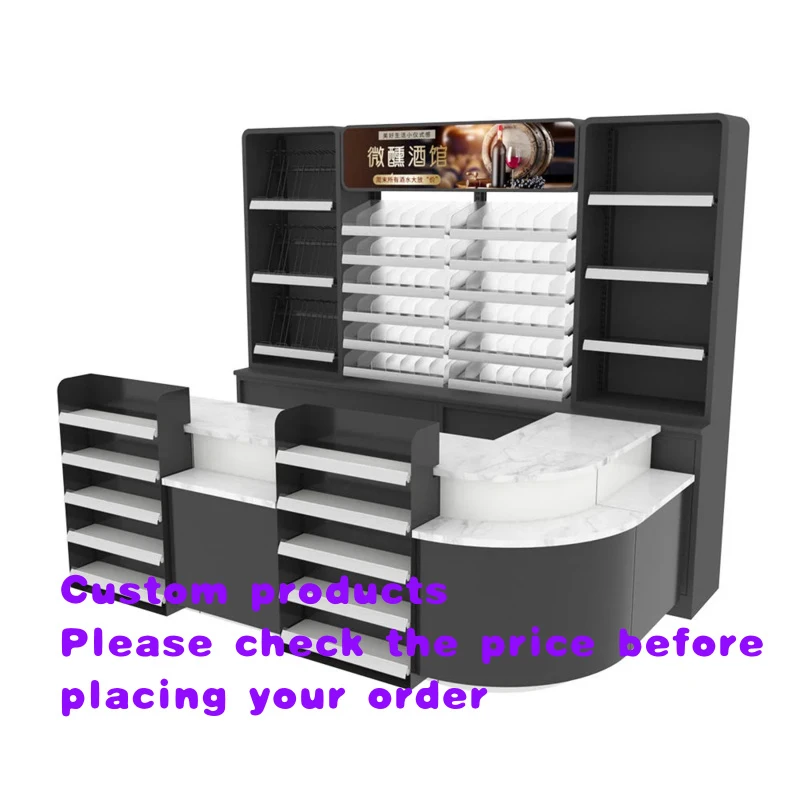 custom.Hongbai Customized Metal Glass Cash Register Display Cabinet Smoke Design Supermarkets Shops Iron Wood Constr