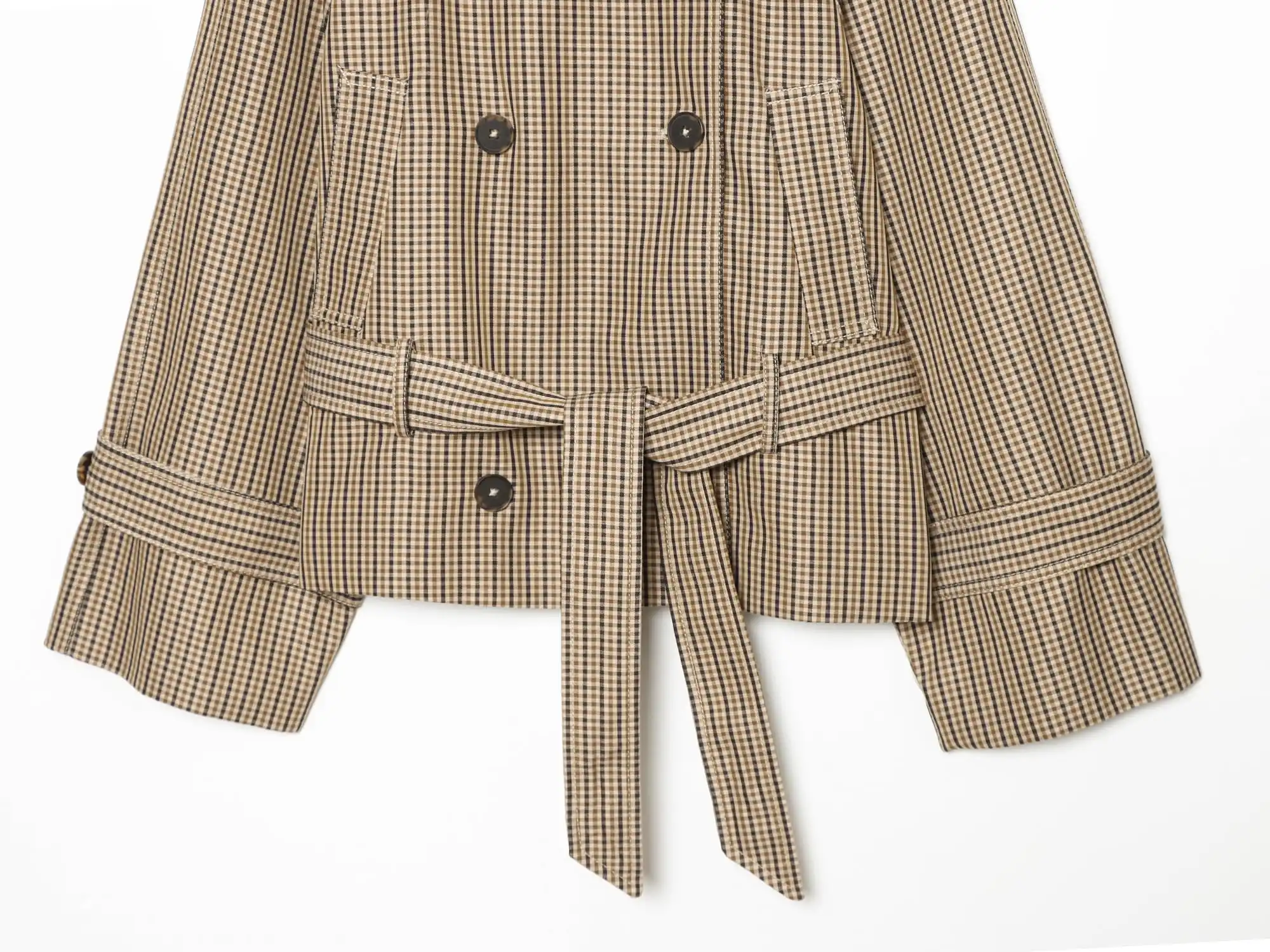 KONDALA Damen Klassische Elegante Gürteljacke Pendler Vintage Zweireihiger Kurzer Trenchcoat 2026 Herbst Trendige High-Street-Jacke – Detail 4