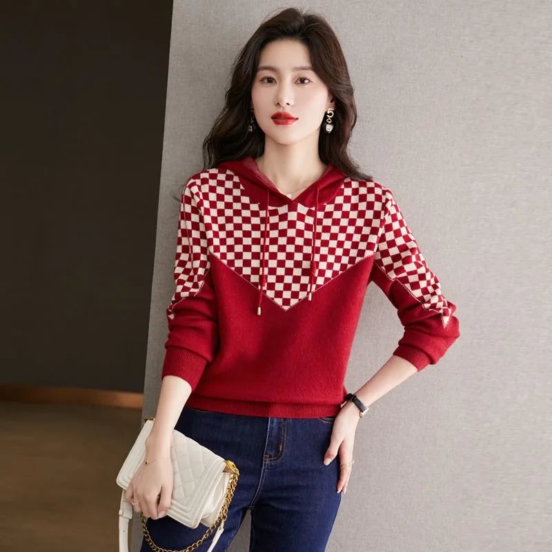 Hoodies femininos moletom fino algodão na promoção 2025 tendência novo em y2k japonês streetwear coreano xadrez feminino com capuz topo