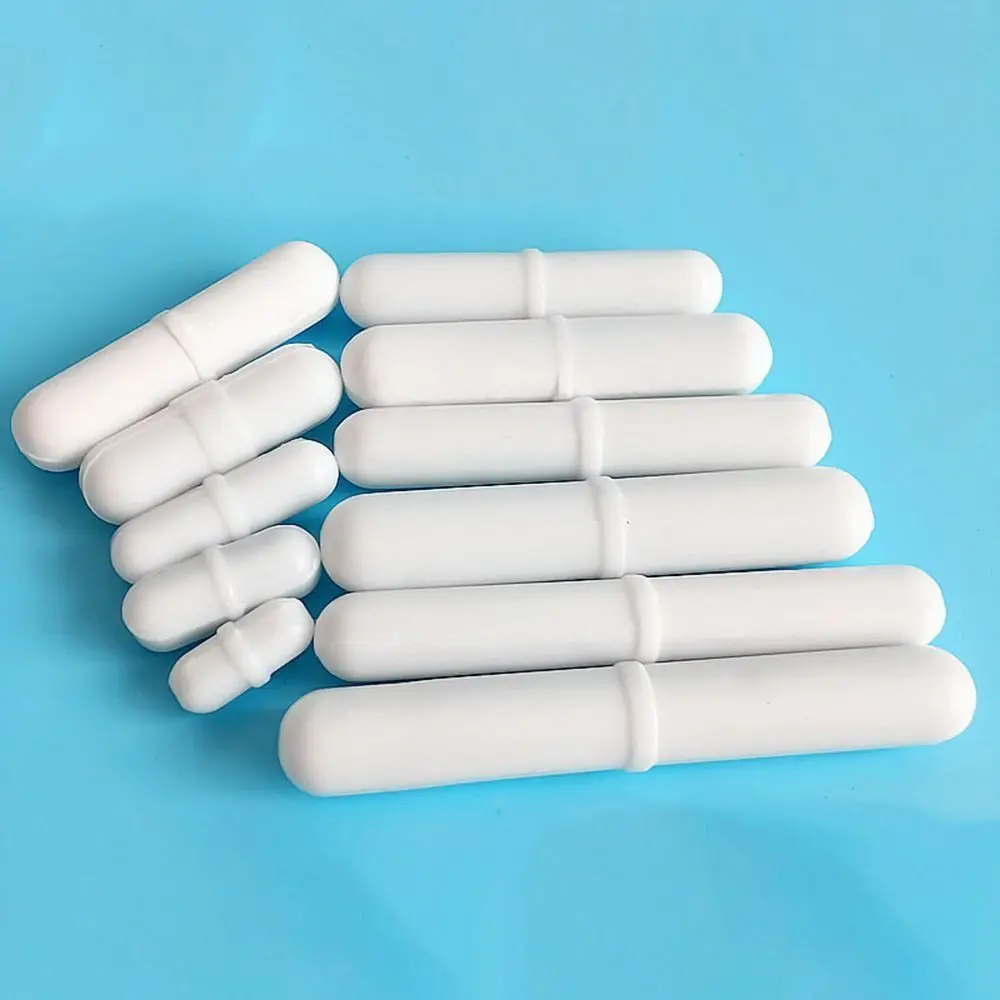 10Pcs PTFE Magnetic Stirrer Mixer White 6-15mm Laboratory Stir Rod Easy To Clean Cylindrical Magnetic Stir Bars Lab Supplies