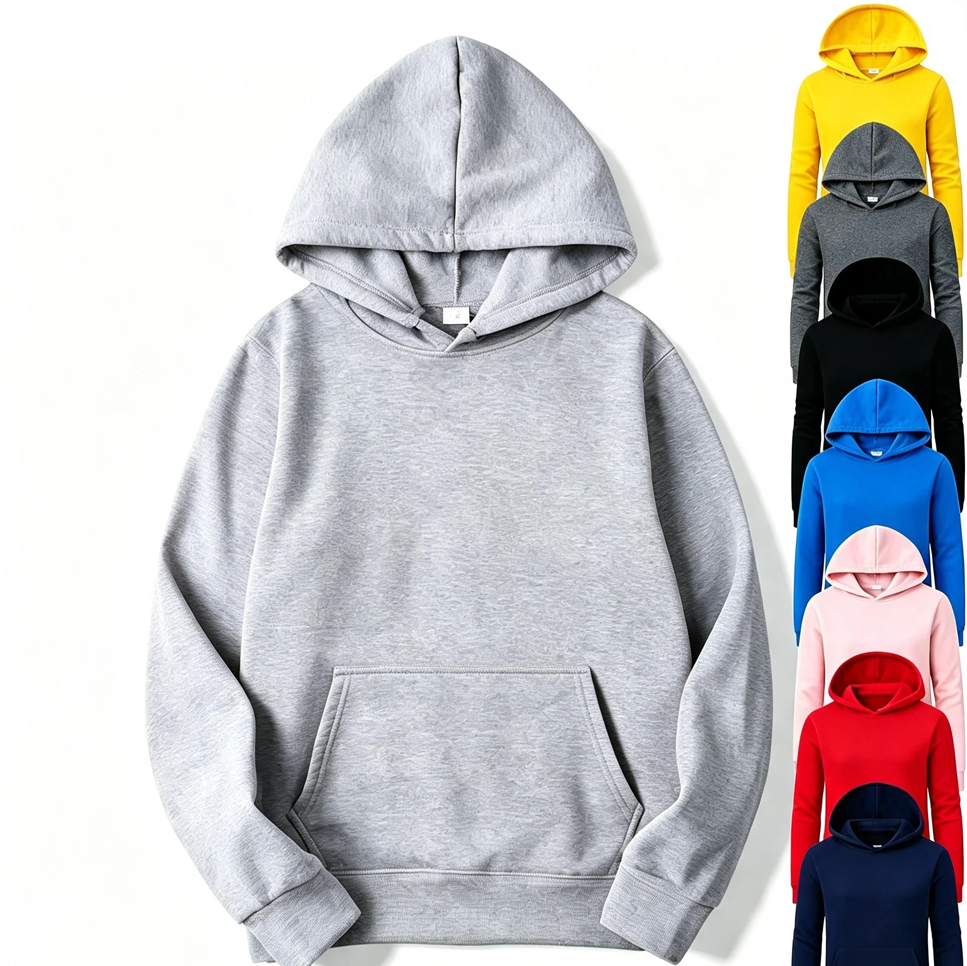 New Men's and Women's Solid Color Pocket Hoodies Sports Fitness Sweatshirts Fashionable Casual Pullovers Multi Color
