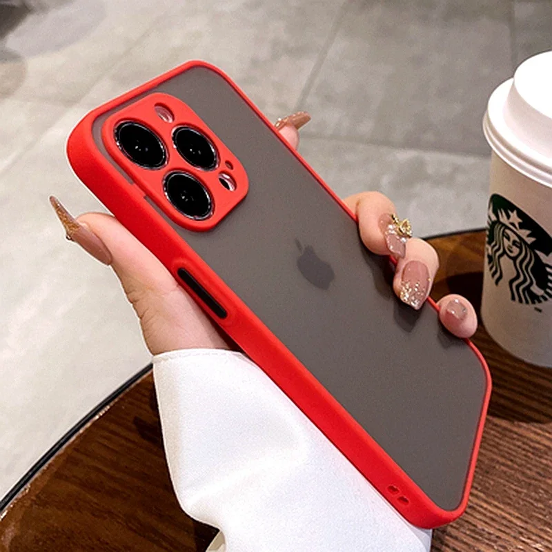 Luxuriöse, stoßfeste, matte, harte PC-Handyhülle für iPhone 17, Air 16, 16e, 15, 14, 13, 12, 11 Pro Max Plus, Mini-Stoßstange, transparente Abdeckung