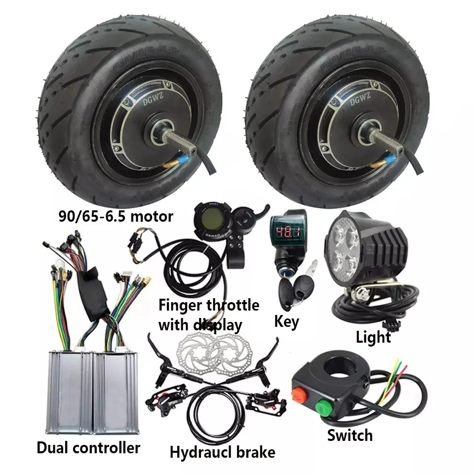 48V 2000w Ebike Comversion Kit for 11 Wheel Hub Dual Motor Scooter