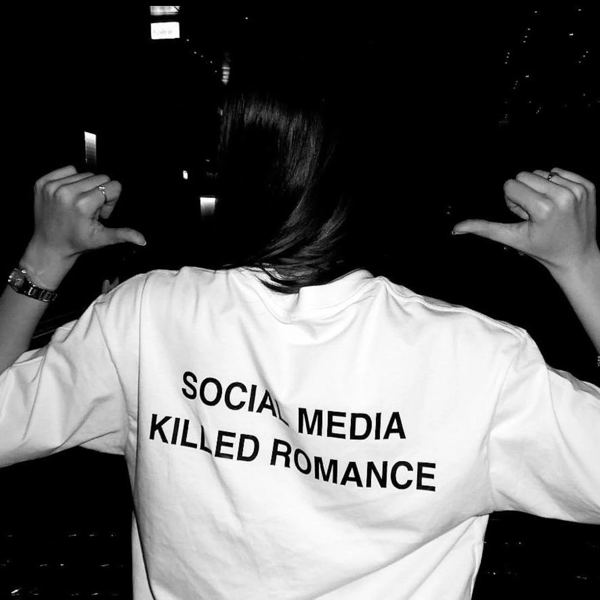 Camiseta Streetwear Social Media Killed Romance, Camiseta Informal para Hombre y Mujer, Algodón, Talla Grande, Estilo Harajuku, Top de Verano Vintage de Manga Corta