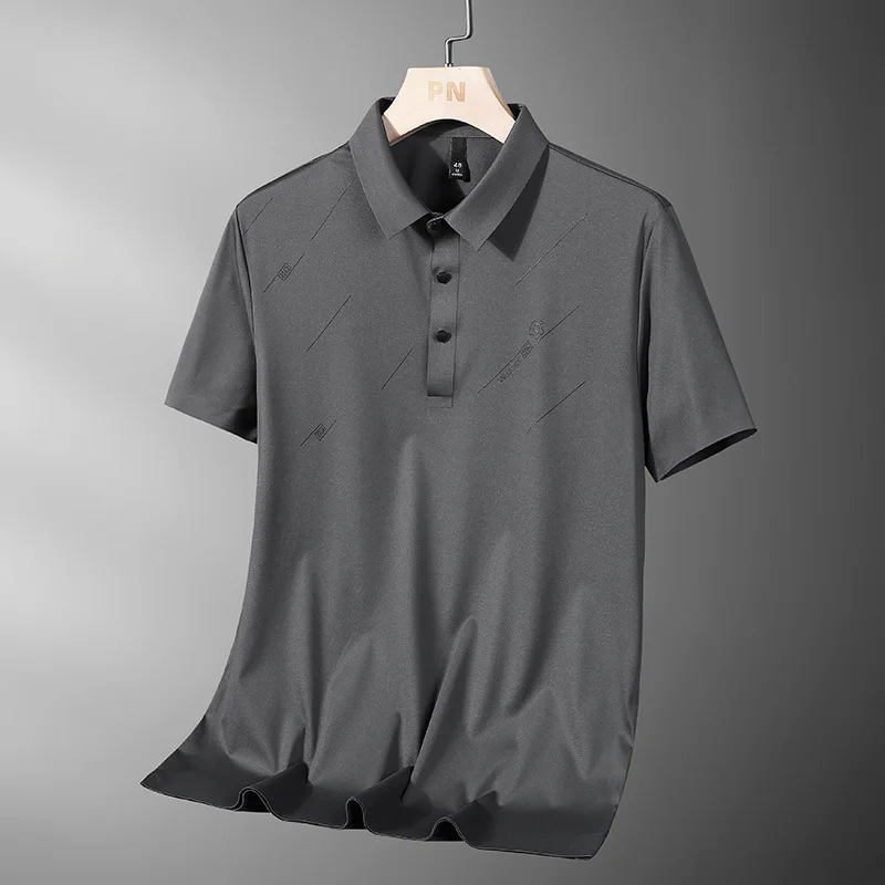 

High Quality Summer Work T-shirt Solid Color Business Casual Versatile Short Sleeve Polo Shirt Classic Clothes Choice Trendy Tee