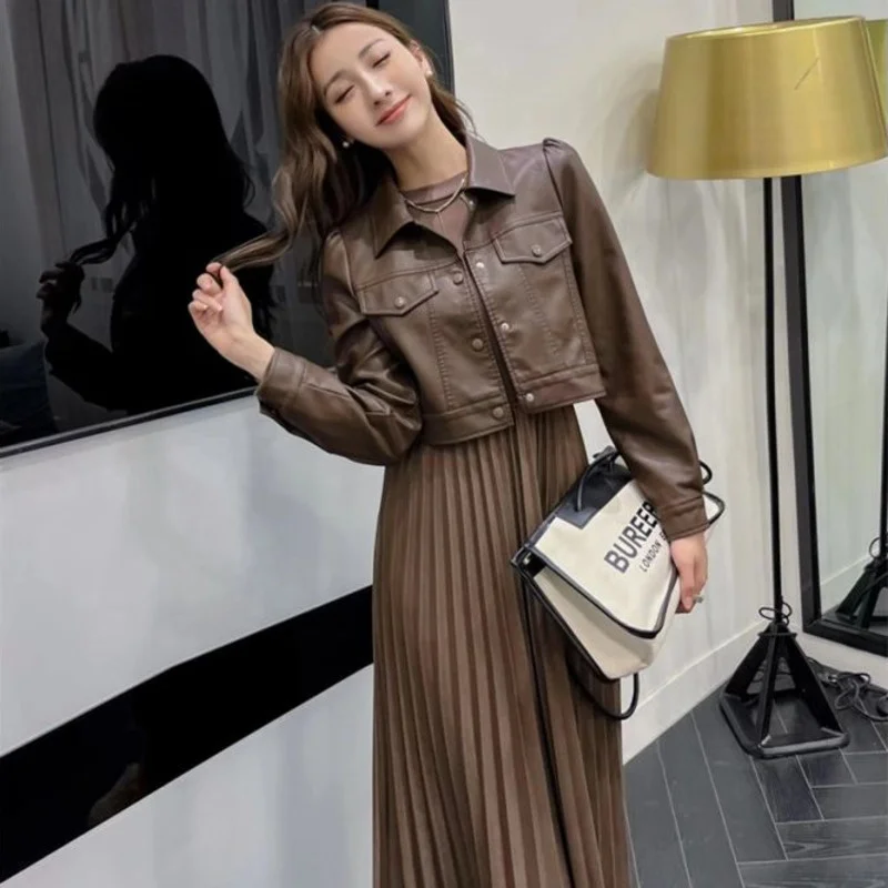 

Women's Fashionable Solid Jacket Or Dress Long Sleeve A Line Sweet College Style Street Chic Elegant Clothes New 2023