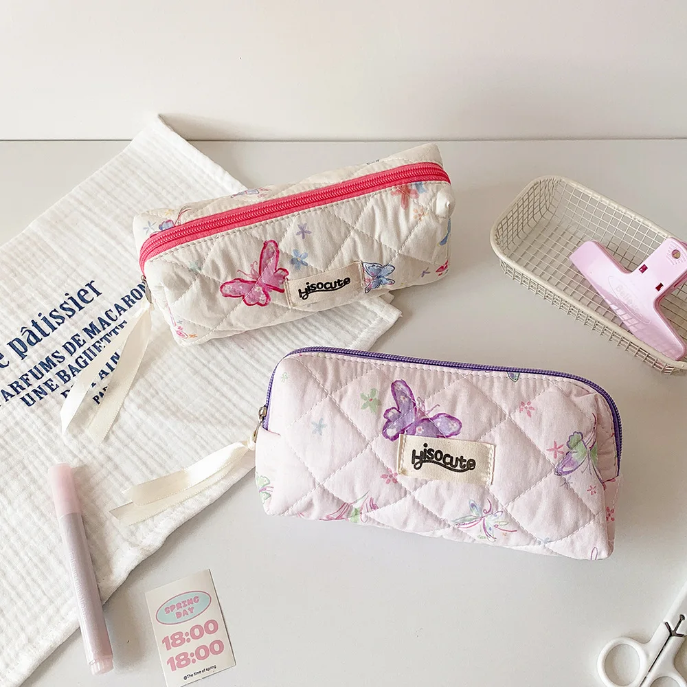 Butterfly Y2K Butterfly Stationery Bag Desktop Storage Large Capacity Korean Style Pencil Case Aesthetic Cosmetics Card Pen