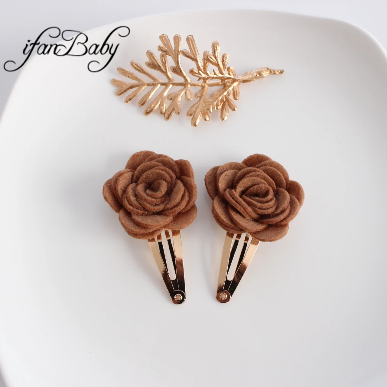 Fashion Kids Girl BB Hair Clips Felt Flowers Hair Pin Floral Headwear Accessories 2PCS