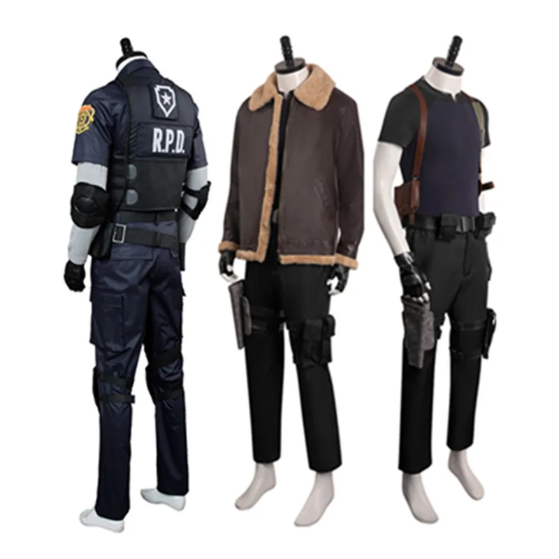 Resident Cosplay Leon Scott Kennedy Costume outfit gioco uomo giacca cappotto pantaloni Halloween Party gioco di ruolo Suit