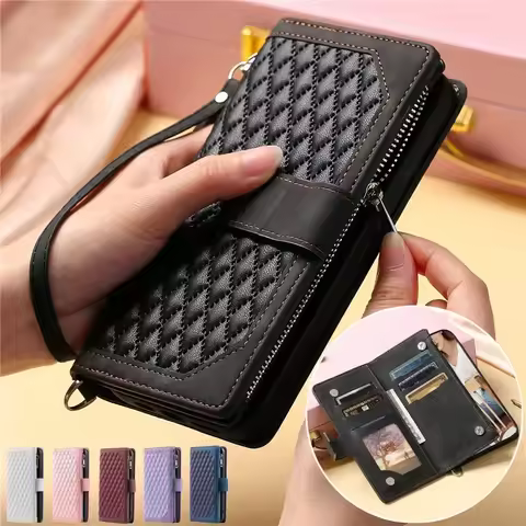 Long Lanyard Flip Leather Phone Case for XiaoMi POCO X7 Pro X6 X5 X3 F5 F6 M7 C65 14T 13T 12T 11T Zipper Wallet Card Cover Coque