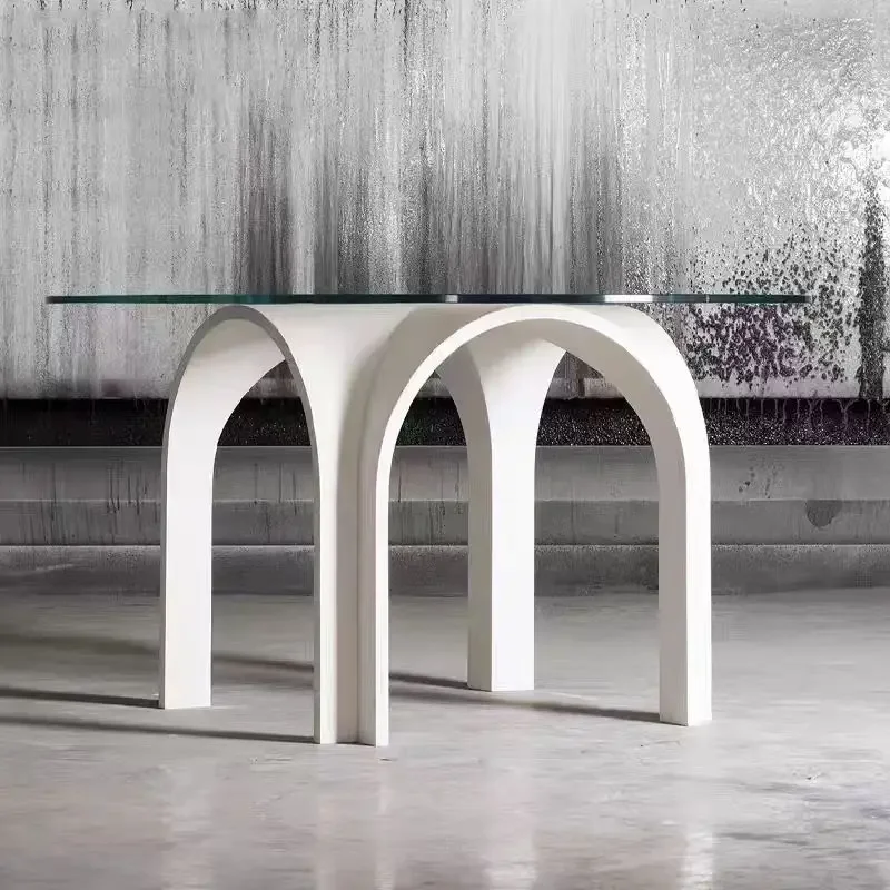 

LModern простой арочный мост FRP обеденный стол на несколько человек стеклянный чайный стол