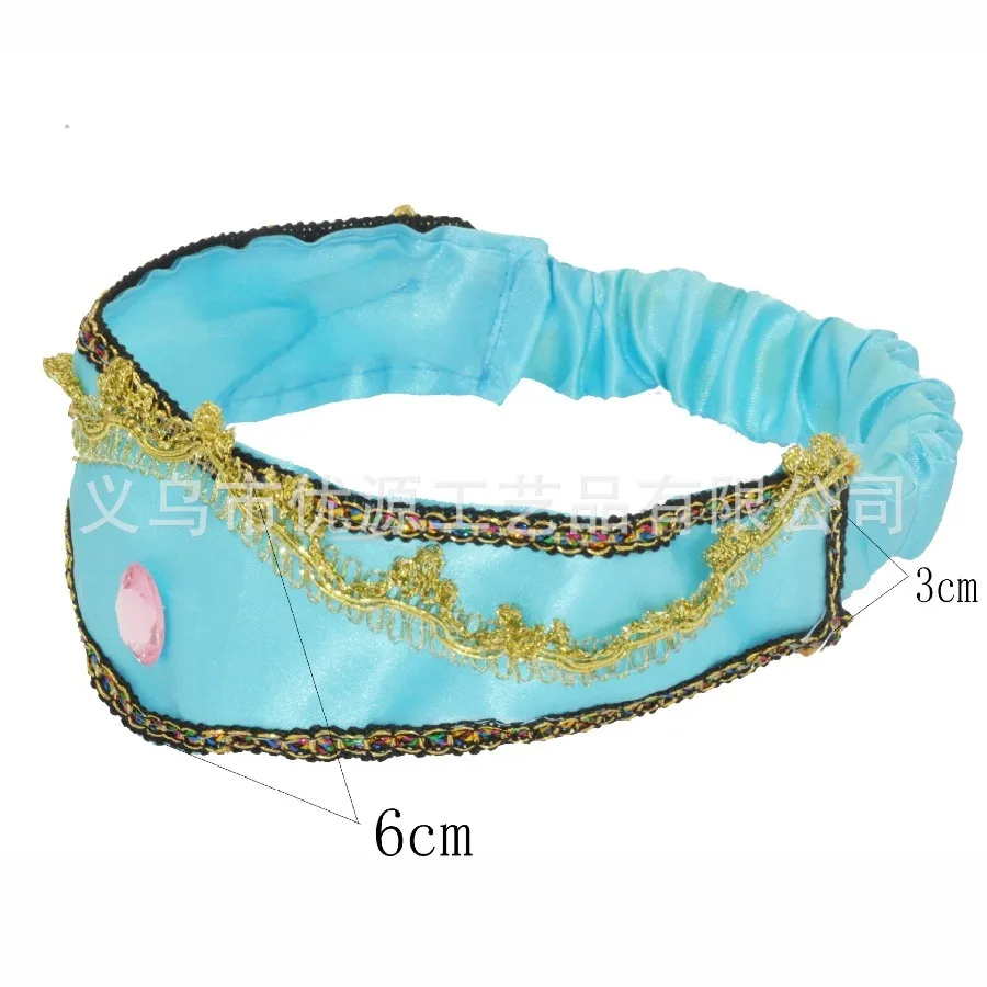 غطاء رأس نسائي من ديزني علاء الدين ياسمين برينسيس لطيف من الدانتيل الأزرق البسيط