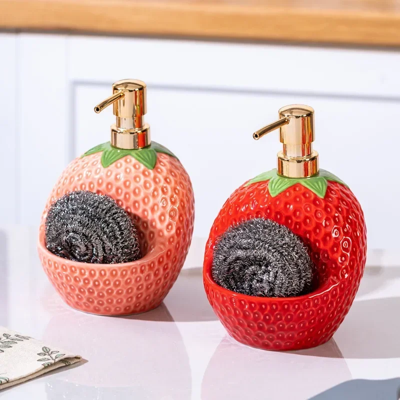 Strawberry Liquid Soap Dispensers, Lotion Bottle, Emulsion, Latex Hand Wish Bottles, Light Luxury Bathroom Accessories Set