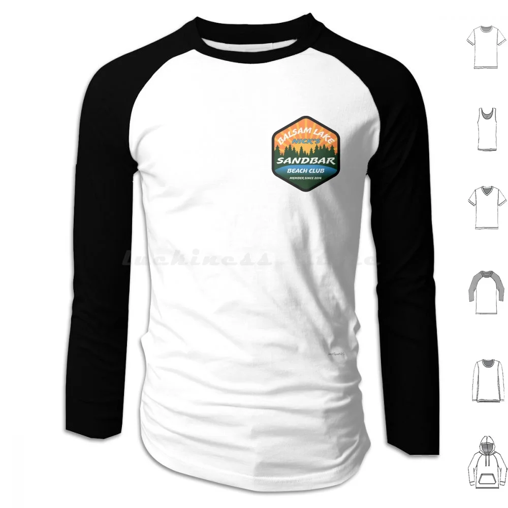 Nick's Balsam Lake Sandbar Beach Club Hoodie Cotton Long Sleeve Nick Balsam Lake Beach Club Member 2014 Food Friends