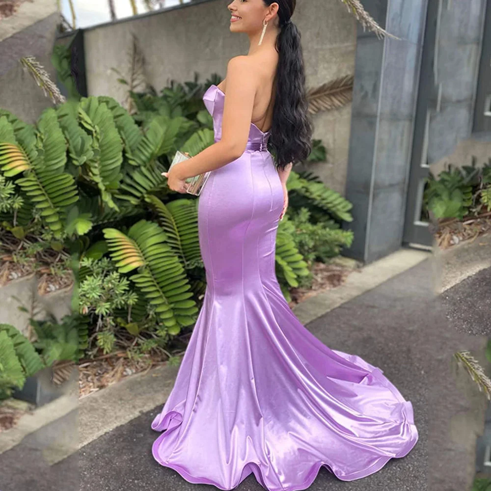 ENOCH Strapless Mermaid Evening Dresses Modern Sweetheart Satin Formal Gowns Custom Made Backless Robes De Soirée Sweep Train