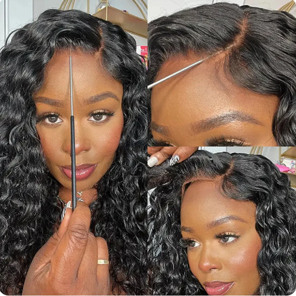 13x6 Glueless 230 Density Brazilian Deep Wave Curly HD 360 Lace Frontal Human Hair Wig Preplucked Best Hair Water Wig