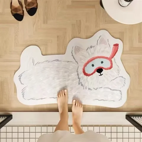 Kawaii Kitten Rug Summer Soft Diatom Mud Floor Mat Absorbent Anti Slip Foot Mat Kids Adult Home Entrance Carpet INS Cute