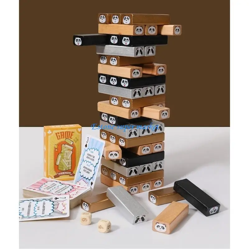 090B Wooden Building Block Sensory Stacking Toy Balancing Puzzle Block Fine Motor Skill Training Toy Tumble Tower Party Props