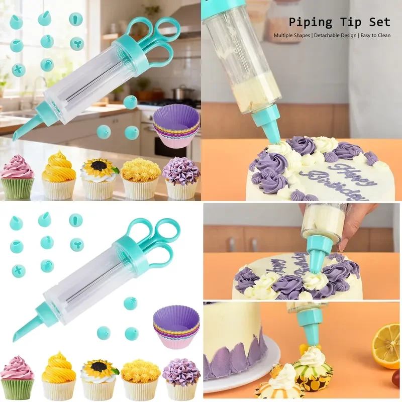 

Cupcake Injector/Decorating Icing Set, 12 Piece Set, Stainless Steel, Multicolor