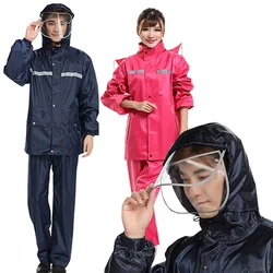 Double brim with rain mask double raincoat suit for men women motorcycle outdoor raincoat rain pants suit hiking raincoat men