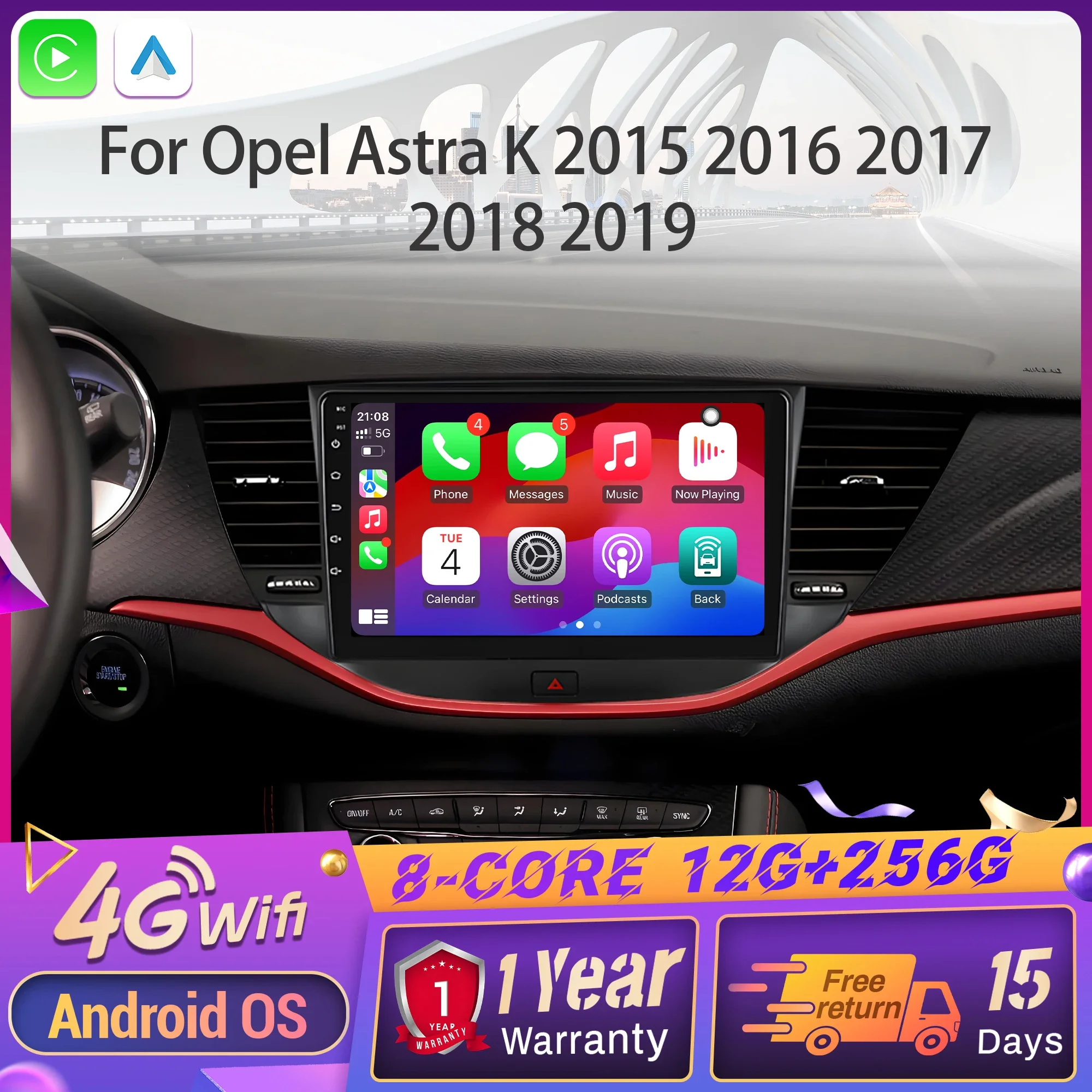 

Car Radio Android 14 For Opel Astra K 2015 2016 2017 2018 2019 Wireless BT Carplay Multimedia Navigation Touch Screen System