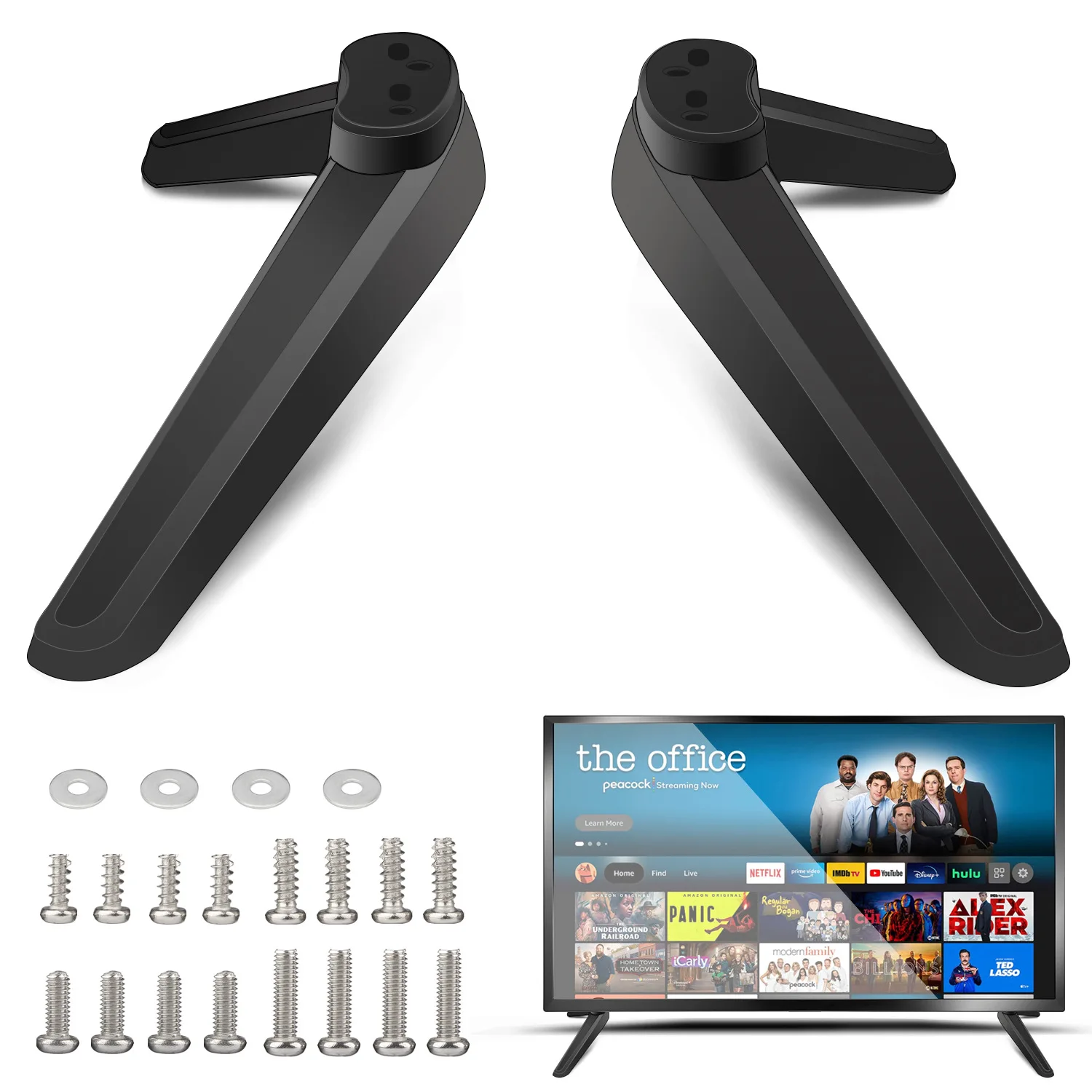 Set of Tabletop Universal TV Base Pedestal Feet TV Stand Mount Table Holder Top Desktop Bracket Accessories Easy To Use