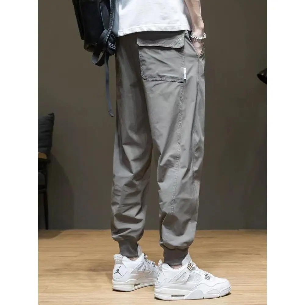 New Spring and Summer Ice Silk Men Loose and Versatile Quick-drying Sports Nine-point Casual Pants